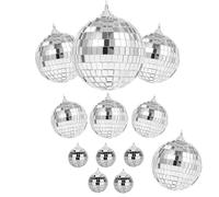 LIULINY 12 Pièces Boules Disco Miroir, Mini Boule a Facette, Boule Disco Deco, 4 Tailles 2,3 cm, 4 cm, 6 cm, 8 cm Suspension Deco Boules a Facette, pour Sapin de Noël, Mariage, Fête à la Maison