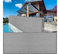LIUNADM Brise Vue Balcon Exterieur 45 x 180 cm Protection Solaire, Respirabilité, Protection UV Brise Vue Occultant, Pare Vue Balcon avec Œillets, Corde, sur Mesure pour Jardin, Terrasse, Gris Clair