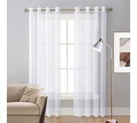 LIUNADM Rideaux Occultants, Rideau en Tulle 75 x 110 cm Demi Transparent, avec Œillets, Multicolore Rideau Occultant, Rideaux Thermique Isolant pour Porte Salon Chambre Cuisine Dressing, Blanc