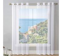LIUNADM Rideaux Voilage à Oeillet Rideau Semi 200 x 70 cm Oeillets Isolation Lumiere Anti UV Decoration Rideau Occultant Thermique Isolant Anti Froid pour Décoration de Mariage, Cérémonie, Blanc