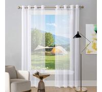 LIUNADM Translucides Voilage à Oeillets Rideaux 100 x 225 cm Demi Transparent, Polyester, Plusieurs Tailles Rideau de Porte, Panneau Mural à Franges pour Décoration de Mariage, Cérémonie, Blanc