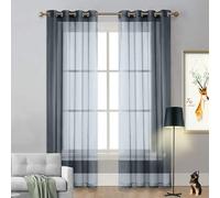 LIUNADM Translucides Voilage à Oeillets Rideaux 200 x 210 cm Demi Transparent, Polyester, Plusieurs Tailles Rideau Separation de Piece, Voilage Rideaux pour Chambre, Salon, Maison, Gris