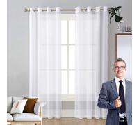 LIUNADM Translucides Voilage à Oeillets Rideaux 75 x 160 cm Demi Transparent, avec Œillets, Multicolore Isolation Thermique Fenêtre Rideaux pour Décoration de Mariage, Cérémonie, Blanc
