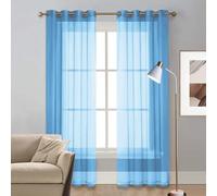 LIUNADM Voilage à Oeillets, Rideaux Salon 100 x 170 cm Bloquer Soleil Anti-UV, Doux et Esthétiques Rideau de Fenêtre à Œillets, Draperies pour Chambre, Salon, Maison, Bleu
