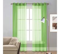 LIUNADM Voilage à Oeillets, Rideaux Salon 50 x 240 cm Demi Transparent, Polyester, Plusieurs Tailles Mariage Arche Tenture, Draperies pour Fenêtre, Fenêtre, Maison, Terrasse, Vert