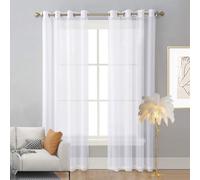 LIUNADM Voilages à Passants, Rideau Courtc 125 x 70 cm Demi Transparent, avec Œillets, Multicolore Tulle avec Oeillets Transparent Filtrer pour Chambre, Salon, Maison, Blanc