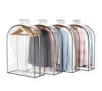 Liuoud Lot de 4 sacs à vêtements transparents pour suspendre des vêtements de 81,3 cm de long - Sacs à soufflets transparents de 25,4 cm pour rangement de placard, sac de rangement en plastique pour