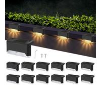 Liuyife Lot de 12 Eclairage Escalier Exterieur Solaire, Étanche Lampes Solaires Auto-adhésives pour Clôtures Extérieures, Blanc chaud, LED Lampe Éclairage Marche pour Clôture, Escalier, Marches Deco