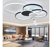 LIUYU Plafonnier LED Salon Dimmable Anneau 100x82cm, 90W, 8100lm, Lustre LED Moderne avec Télécommande, Bicolore Noir/Blanc, pour Salle à Manger, Cuisine, Chambre, Bureau