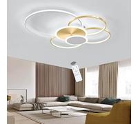 LIUYU Plafonnier LED Salon Dimmable Anneau 80x67cm, 68W, 5800lm, Lustre LED Moderne avec Télécommande, Bicolore Or/Blanc, Pour Salle à Manger, Cuisine, Chambre, Bureau
