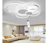 LIUYU Plafonnier LED Salon Dimmable Anneau 80x67cm, 68W, 5800lm, Lustre LED Moderne avec Télécommande, Blanc, pour Salle à Manger, Cuisine, Chambre, Bureau
