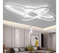 LIUYU Plafonnier LED Salon Dimmable avec Télécommande, 95W Blanc 130x85 cm | lumière de plafond LED 8100 lm, température de couleur réglable de 3000 K à 6500 K, design ovale moderne pour salon, chambre