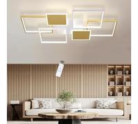 LIUYU Plafonnier LED Salon Dimmable Rectangulaire 110x70cm, 95W, 8100lm, Lustre LED Moderne avec Télécommande, Bicolore Or/Blanc, pour Salle à Manger, Cuisine, Chambre, Bureau