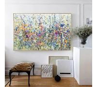 LIUYUYOUGO Tableau Decoration Murale Tableau Abstrait Impressionniste De Fleurs Sauvages Colorées Sur Toile Idéal Pour Le Salon Peinture À L'Huile 100% Peinte À La Main Représentant Un Paysage