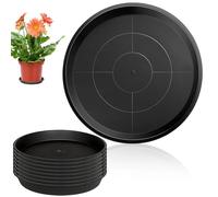 LIUZHUJ 8 Pièces Soucoupe Pot Fleur, Rond Soucoupes pour Plantes, PP Dessous de Pot de Fleur, Noir, avec Une Texture Antidérapante, pour Balcon, Salon, Bureau, Jardin