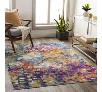 Livabliss Chlef Tapis Abstrait pour Salon, Couloir, Salle à Manger - Tapis Moderne à Poils Moyens - Doux et Luxueux - Facile d'entretien - Bleu Marine - Moutarde - Fuchsia - Beige - 80 x 220 cm