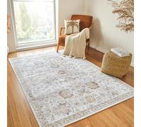 Livabliss Doha waschbar in der Waschmaschine - Vintage Groß für Wohnzimmer 160x213 cm, Schlafzimmer, Küche - Orientalischer Boho, Elfenbein, Grau, Blau
