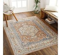 Livabliss Dukan Lavable à la Machine - Vintage Salon, Grand 160x213 cm - Bohème Traditionnel, Salle à Manger, Cuisine, extérieur, Couloir - crème et Orange