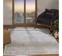 Livabliss Evora Vintage groß - Orientalischer Wohnzimmer 160x216 cm, Esszimmer, Schlafzimmer - Boho Kurzflor e für einfache Pflege - Grau, Schiefer und Elfenbein