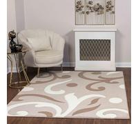 Livabliss Marseille Tapis Moderne Abstrait - Tapis Salon, Salle à Manger, Chambre Adulte et Ado, Cuisine - Design Marbre Moucheté Multicolore, Poil Ras Doux 160x213 cm - Beige, Brun, Blanc