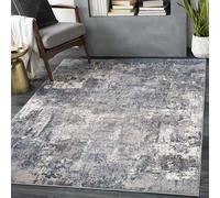 Livabliss Miami Tapis Abstrait pour Salon, Salle à Manger, Salon, Cuisine, Chambre à Coucher - Tapis Moderne à Poils Moyens - Doux et Luxueux - Facile d'entretien - Bleu, Gris et Taupe - 120 x 170 cm