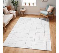Livabliss Rundvik Moderne Abstrait - Salon, Salle à Manger, Chambre Adulte et Ado, Cuisine - Design Marbre Moucheté Multicolore, Poil Ras Doux 160x213 cm - Crème, Marron