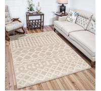 LIVABLISS Tapis de Salon à Poils Longs Doux Shaggy Bohème NOUR 130x170cm Ivoire/Beige