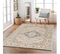 LIVABLISS Tapis Lavable Machine Vintage Oriental MARION 160x213cm Beige/Bleu