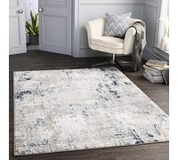 Livabliss Trento Tapis Moderne Abstrait - Tapis Salon, Salle à Manger, Chambre Adulte et Ado, Cuisine - Design Marbre Moucheté Multicolore, Poil Ras Doux 160x213 cm - Crème, Bleu, Gris