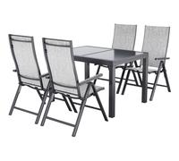 LIVARNO® Table de jardin + Lot de 4 fauteuils en aluminium Houston