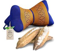 livasia Coussin appuie-Nuque - Ø 15x32cm - Coussin cale-Nuque Forme d’os, Traversin de Sofa, Support de Lecture kapok, Jardin Balcon, Oreiller de Voyage Fait Main (Bleu/Jaune)