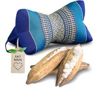 livasia Coussin appuie-Nuque - Ø 15x32cm - Coussin cale-Nuque Forme d’os, Traversin de Sofa, Support de Lecture kapok, Jardin Balcon, Oreiller de Voyage Fait Main (Bleu)