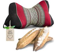 livasia Coussin appuie-Nuque - Ø 15x32cm - Coussin cale-Nuque Forme d’os, Traversin de Sofa, Support de Lecture kapok, Jardin Balcon, Oreiller de Voyage Fait Main (Noir/Rouge)