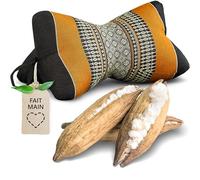 livasia Coussin appuie-Nuque - Ø 15x32cm - Coussin cale-Nuque Forme d’os, Traversin de Sofa, Support de Lecture kapok, Jardin Balcon, Oreiller de Voyage Fait Main (Noir/Orange)