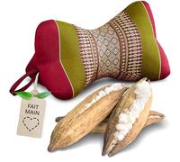 livasia Coussin appuie-Nuque - Ø 15x32cm - Coussin cale-Nuque Forme d’os, Traversin de Sofa, Support de Lecture kapok, Jardin Balcon, Oreiller de Voyage Fait Main (Rouge/Vert)