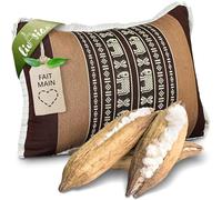 Livasia Coussin de Soutien Lombaire - 22×33×13 cm - Coussin Ferme en kapok Naturel 100%, Durable et indéformable, Soutien du Dos pour canapé, lit, Jardin et Balcon, Fait Main (Marron/Éléphants)