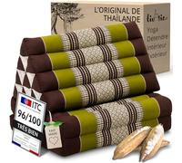 livasia coussin thaï à 2 blocs - 120x50x8cm - Triangle avec coussin d’assise, Biseau kapok, Soutien dorsal pliable, Tapis thaï pliable, fait main