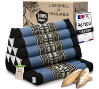 Livasia Coussins thaï à 1 Bloc - 75x50x8cm - Coussin Triangulaire avec Coussin d’Assise, Coussin en biseau en kapok, Coussin de Soutien Dorsal Pliable, Tapis thaï Pliable, Fait Main