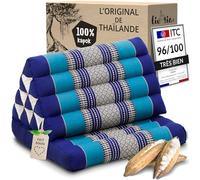 Livasia Coussins thaï à 1 Bloc - 75x50x8cm - Coussin Triangulaire avec Coussin d’Assise, Coussin en biseau en kapok, Coussin de Soutien Dorsal Pliable, Tapis thaï Pliable, Fait Main