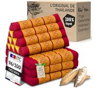 Livasia matelas et dossier pliants, 3 tapis thaï, fait main, 175 x 50 x 8 cm, triangulaire (rouge)