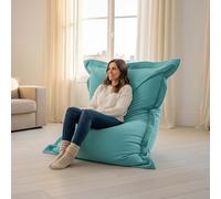 LIVEDECO - Pouf Déhoussable avec Billes, Rectangulaire, Velours Côtelé Turquoise, Intérieur pour Salon, Chambre - BiG52