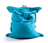 LIVEDECO - Pouf Géant Lin Intérieur Salon, Déhoussable, Cocooning Bleu Turquoise BiG52