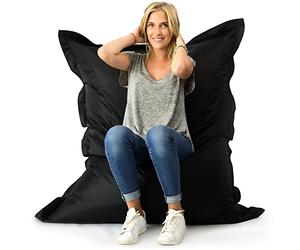 LIVEDECO - Pouf Géant XL 160 x120 cm Intérieur et Extérieur, Déhoussable, Salon, Jardin, Noir BiG52