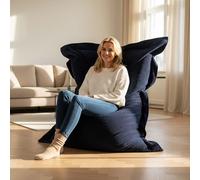 LIVEDECO - Pouf Rectangulaire Velours Côtelé Bleu Marine, Intérieur pour Salon, Chambre, déhoussable - BiG52