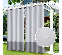 LiveGo Lot de 2 Rideaux d'extérieur occultants, imperméables et Thermiques pour terrasse, Jardin, Porche, pergola, Cour, Baie vitrée, tonnelle - Platine + Gris, 132 x 239 cm (l x L)