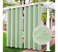 LiveGo Lot de 2 Rideaux d'extérieur occultants, imperméables et Thermiques pour terrasse, Jardin, Porche, pergola, Cour, Baie vitrée, tonnelle - Vert 01, 132 x 213 cm (l x L)