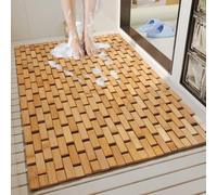 Liveinu Tapis de Douche antidérapant, Tapis de Bain en Bambou, Tapis de Bain en Bois, Plateau de Douche en Bois, Tapis de Baignoire de Spa, Kaki Foncé, 60x90cm