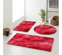 Liveinu Tapis Salle de Bain Antidérapant, Shaggy Moelleux en Microfibre, Absorbant l'eau, Lavable en Machine, pour Douche, Baignoire, Vin Rouge, 60x120cm