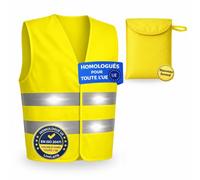 LiveLaif Pack 1 Gilet Jaune CE + Housse | Gilet Jaune Adulte, L | Gilet Réfléchissant Vélo | Gilet Haute Visibilité, Taille Unique L, Unisexe | Voiture, Moto, Vélo, Trottinette