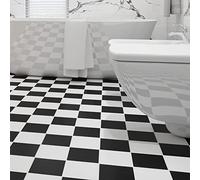 Livelynine 12 Dalles Stickers Cuisine Mural Carrelage 30x30 Stickers Carrelage Salle de Bain Noir et Blanc Autocollant Mural Cuisine Dalle PVC Adhesive Sol Salon Carrelages Adhesif Sol PVC Corridor
